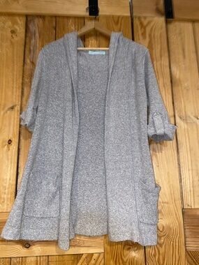 Maurices Light Gray Hooded Open-Front Women's Cardigan